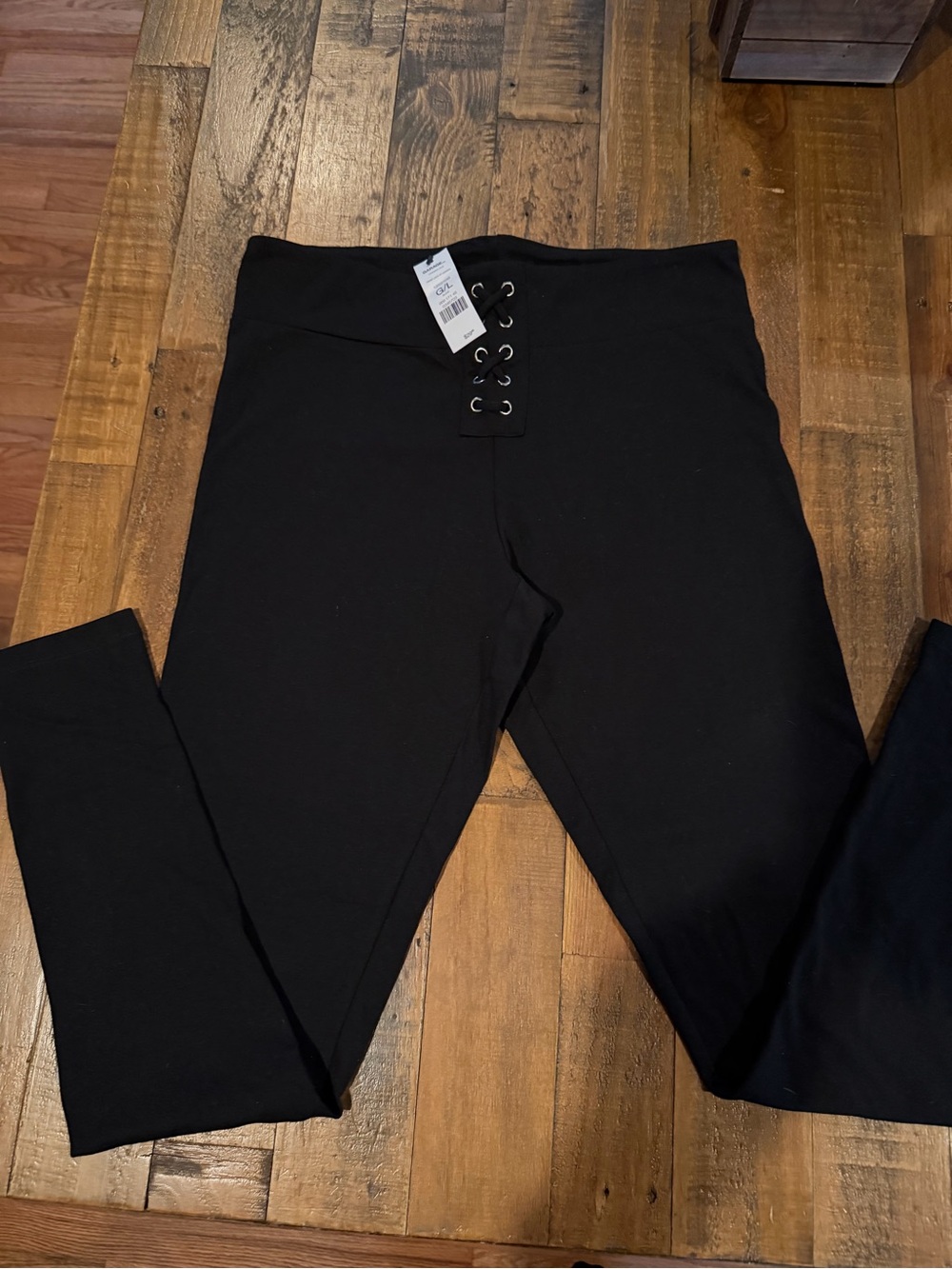 Garage Black Lace-Up Ponte Leggings — Stretch High Waist